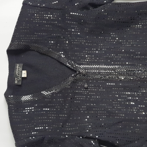 COPY - St. John Evening Knitted Sequins Blazer Jacket - Picture 4 of 11